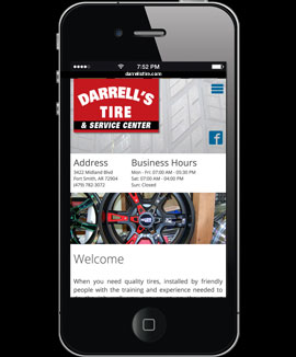 Web design web development HTML CSS PHP Javascript Darrell's Tire tires rims wheels flats Fort Smith Arkansas
